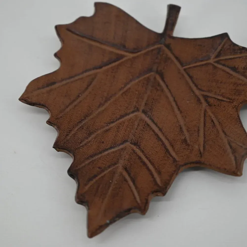 Fall Home Candle Holder Decor Metal Maple Leaf Plates Trays Trivets Footed